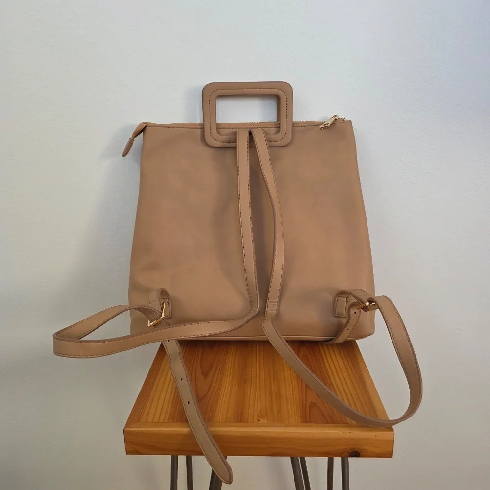 Summer & Rose Vegan Leather Backpack Tote Bag in Beige - NWOT